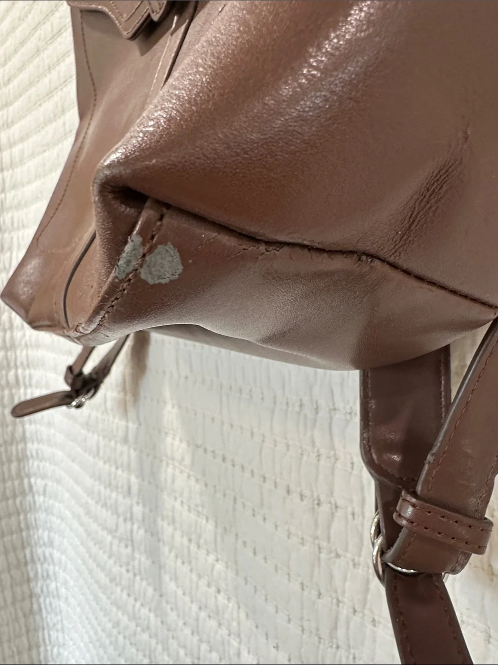 Clarks Brown Faux Leather Backpack with Magnet Buckle Front